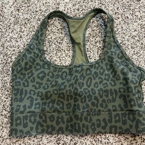 Green leopard sports bra